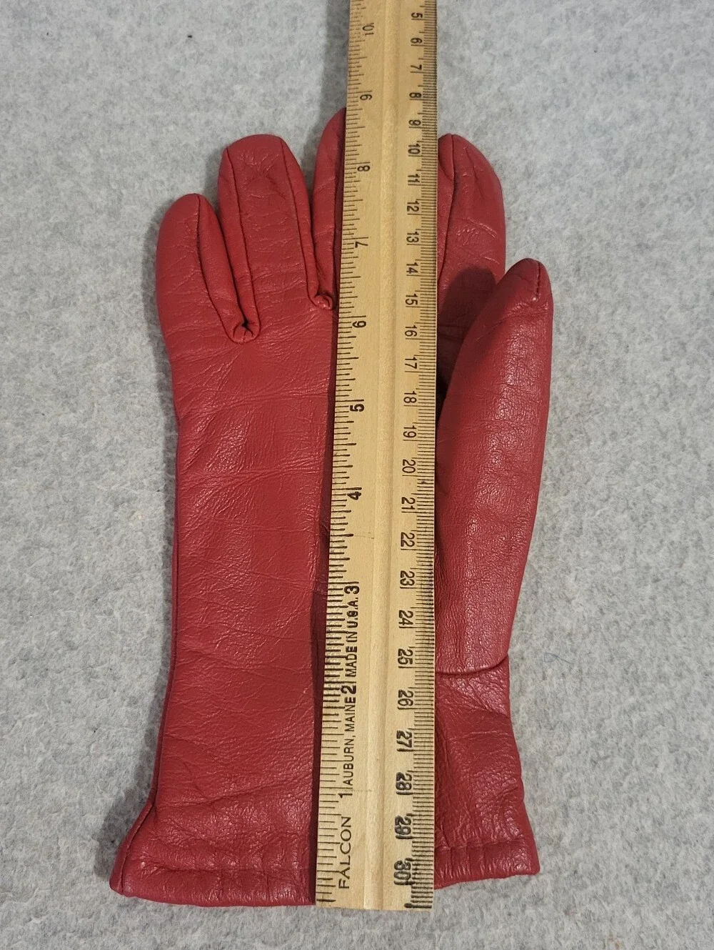Vintage Red Leather Gloves Women's Size M Winter Driving Lined Retro MCM